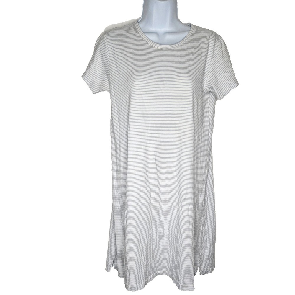 LAKE Striped Dress Womens Medium White‎ Blue Tee Shirt Casual Lounge